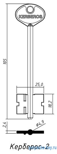 КЕРБЕРОС-2 (длинный 105x18.2мм) (4.9мм)  CER-3G