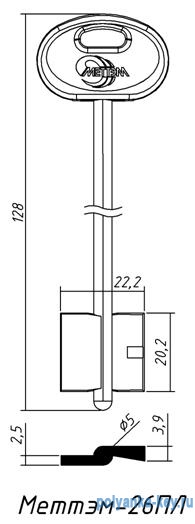 МЕТТЭМ-26ПЛ (128x20.2x22.2х5мм)(МЕТТЭМ-13)