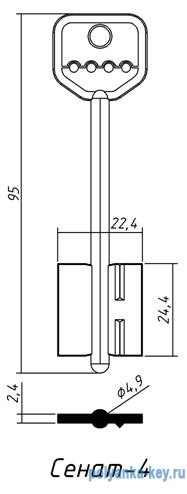 СЕНАТ-4 (коротк., широк., обратный 95x24.4мм) (4.9мм)
